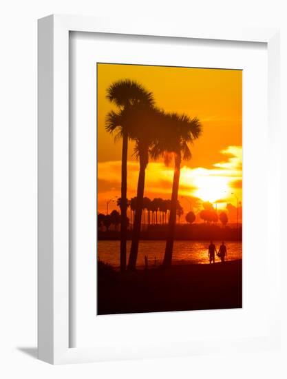 Romantic Walk along the Ocean at Sunset-Philippe Hugonnard-Framed Photographic Print