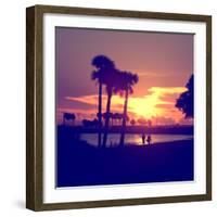 Romantic Walk along the Ocean at Sunset-Philippe Hugonnard-Framed Photographic Print