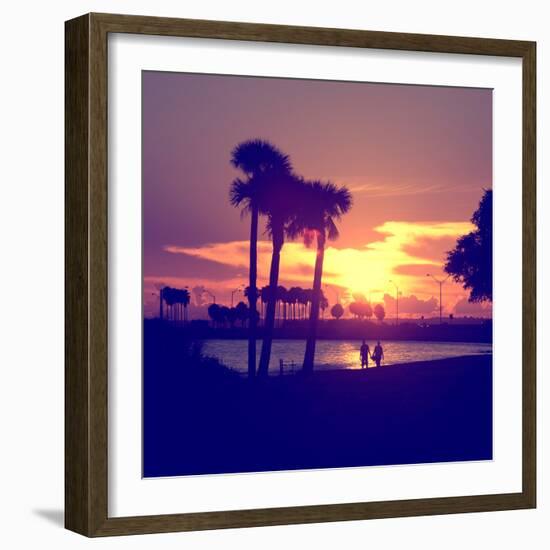 Romantic Walk along the Ocean at Sunset-Philippe Hugonnard-Framed Photographic Print