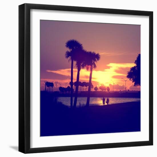 Romantic Walk along the Ocean at Sunset-Philippe Hugonnard-Framed Photographic Print