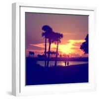 Romantic Walk along the Ocean at Sunset-Philippe Hugonnard-Framed Photographic Print