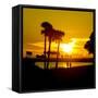 Romantic Walk along the Ocean at Sunset-Philippe Hugonnard-Framed Stretched Canvas