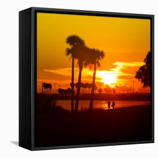 Romantic Walk along the Ocean at Sunset-Philippe Hugonnard-Framed Stretched Canvas