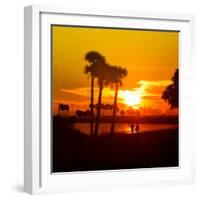 Romantic Walk along the Ocean at Sunset-Philippe Hugonnard-Framed Photographic Print