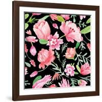 Romantic Watercolor Pattern-kisika-Framed Art Print