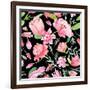 Romantic Watercolor Pattern-kisika-Framed Art Print