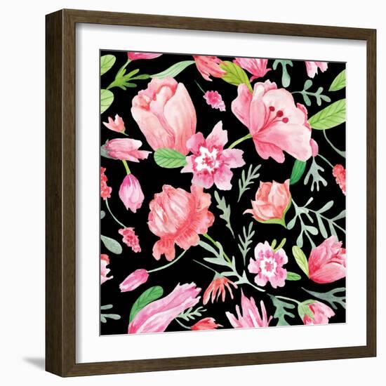 Romantic Watercolor Pattern-kisika-Framed Art Print