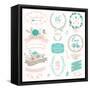 Romantic Wedding Set with Labels, Ribbons, Hearts, Flowers, Arrows, Wreaths, Laurel and Birds. Grap-smilewithjul-Framed Stretched Canvas