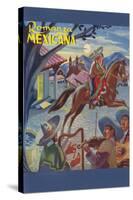 Romanza Mexicana Poster, Village Scene at Night-null-Stretched Canvas