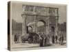 Rome, Ancient and Modern, a Traction Engine Passing under the Arch of Constantine-null-Stretched Canvas