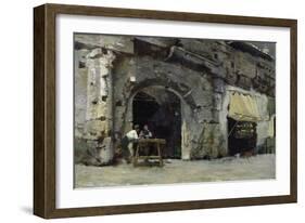 Rome, Dark Shops (Oil on Canvas)-Antoine Auguste Ernest Herbert or Hebert-Framed Giclee Print