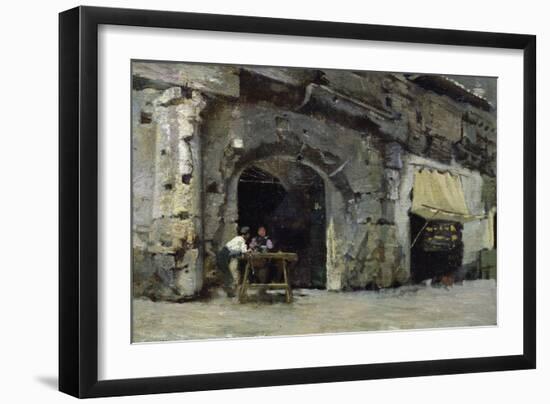 Rome, Dark Shops (Oil on Canvas)-Antoine Auguste Ernest Herbert or Hebert-Framed Giclee Print