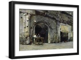 Rome, Dark Shops (Oil on Canvas)-Antoine Auguste Ernest Herbert or Hebert-Framed Giclee Print