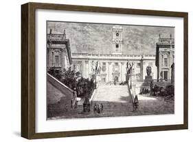Rome Italy 1875 Facade of the Senatorial Palace on the Capitol Museum Palace of the Conservators th-null-Framed Giclee Print