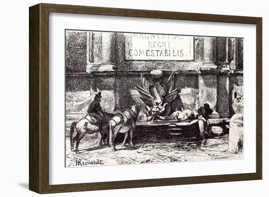 Rome Italy 1875 Fountain at the Villa of Pope Julius III-null-Framed Giclee Print