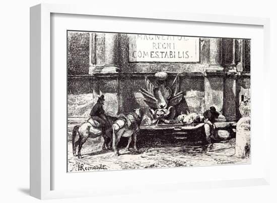 Rome Italy 1875 Fountain at the Villa of Pope Julius III-null-Framed Giclee Print