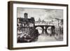 Rome Italy 1875 Island of the Tiber St. Bartholomew and the Quattro Capi Bridge-null-Framed Giclee Print