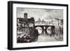 Rome Italy 1875 Island of the Tiber St. Bartholomew and the Quattro Capi Bridge-null-Framed Giclee Print