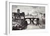 Rome Italy 1875 Island of the Tiber St. Bartholomew and the Quattro Capi Bridge-null-Framed Giclee Print