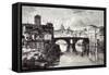 Rome Italy 1875 Island of the Tiber St. Bartholomew and the Quattro Capi Bridge-null-Framed Stretched Canvas