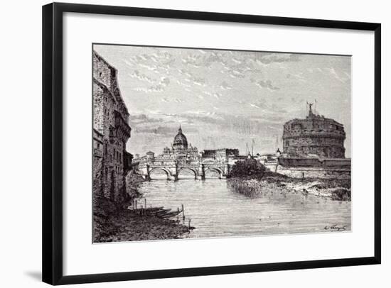 Rome Italy 1875 Mole of Adrian Banks of the Tiber Between Ripetta and the Bridge Od St. Angelo-null-Framed Giclee Print