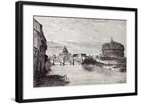 Rome Italy 1875 Mole of Adrian Banks of the Tiber Between Ripetta and the Bridge Od St. Angelo-null-Framed Giclee Print