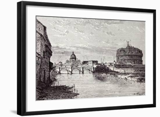 Rome Italy 1875 Mole of Adrian Banks of the Tiber Between Ripetta and the Bridge Od St. Angelo-null-Framed Giclee Print