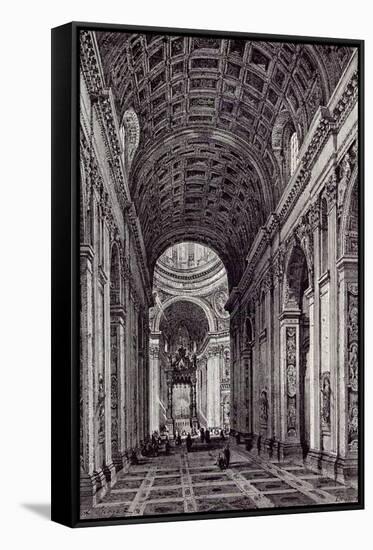 Rome, Italy, 1875, Nave of St. Peter's-null-Framed Stretched Canvas