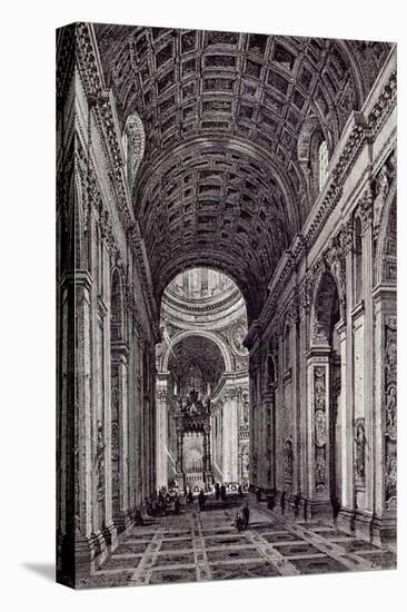 Rome, Italy, 1875, Nave of St. Peter's-null-Stretched Canvas