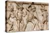 Rome, Italy. Bas relief in the Colosseum of gladiators fighting.-null-Stretched Canvas