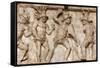 Rome, Italy. Bas relief in the Colosseum of gladiators fighting.-null-Framed Stretched Canvas