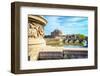 Rome, Italy. Castel Sant'Angelo and Ponte Sant'Angelo seen from Ponte Vittorio Emanuele II.-null-Framed Premium Photographic Print