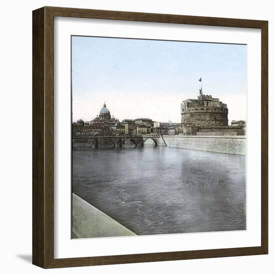 Rome (Italy), Castel Sant Angelo (Or Hadrian's Mausoleum), Circa 1895-Leon, Levy et Fils-Framed Photographic Print