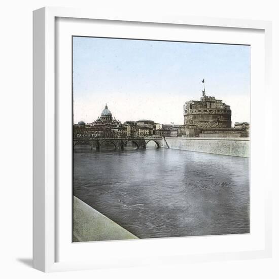 Rome (Italy), Castel Sant Angelo (Or Hadrian's Mausoleum), Circa 1895-Leon, Levy et Fils-Framed Photographic Print