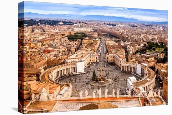 Rome, Italy. Famous Saint Peter'S Square In Vatican And Aerial View Of The City-bloodua-Stretched Canvas