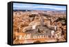 Rome, Italy. Famous Saint Peter's Square in Vatican and Aerial View of the City.-S-F-Framed Stretched Canvas