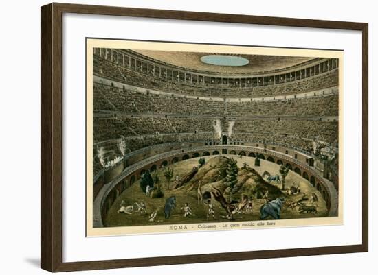 Rome, Italy, Illustration of Spectacle in Coliseum-null-Framed Art Print