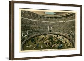 Rome, Italy, Illustration of Spectacle in Coliseum-null-Framed Art Print