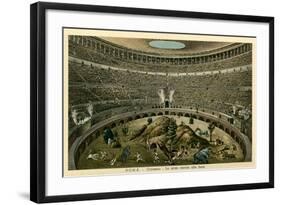 Rome, Italy, Illustration of Spectacle in Coliseum-null-Framed Art Print