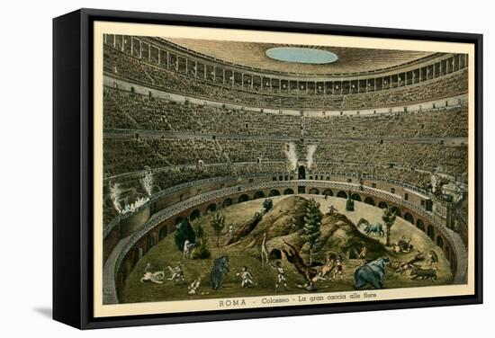 Rome, Italy, Illustration of Spectacle in Coliseum-null-Framed Stretched Canvas