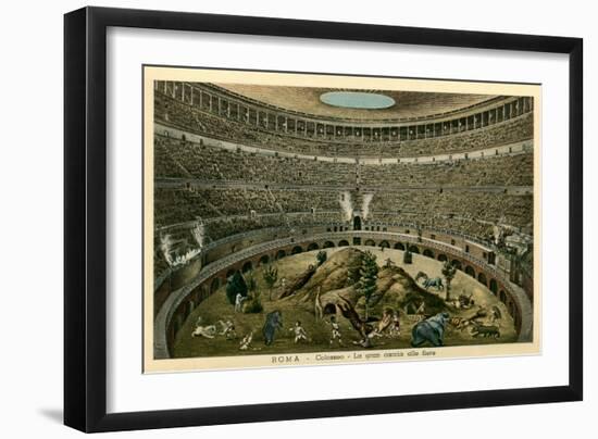 Rome, Italy, Illustration of Spectacle in Coliseum-null-Framed Art Print