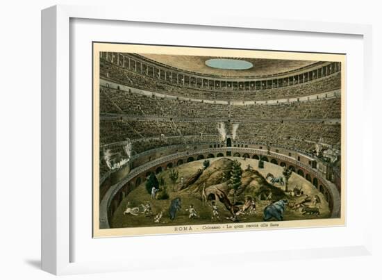 Rome, Italy, Illustration of Spectacle in Coliseum-null-Framed Art Print