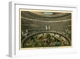 Rome, Italy, Illustration of Spectacle in Coliseum-null-Framed Art Print