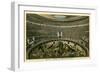 Rome, Italy, Illustration of Spectacle in Coliseum-null-Framed Premium Giclee Print