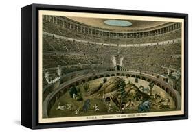 Rome, Italy, Illustration of Spectacle in Coliseum-null-Framed Stretched Canvas