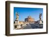 Rome, Italy. Looking across Ponte Sant'Angelo to Castel Sant'Angelo-null-Framed Photographic Print