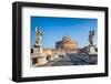 Rome, Italy. Looking across Ponte Sant'Angelo to Castel Sant'Angelo-null-Framed Photographic Print