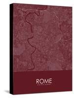 Rome, Italy Red Map-null-Stretched Canvas
