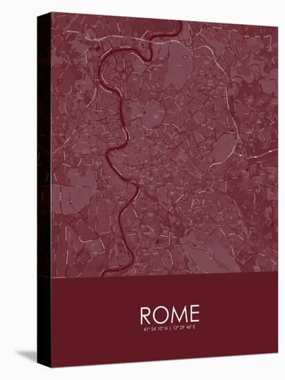 Rome, Italy Red Map-null-Stretched Canvas