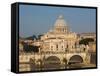 Rome, Italy. St Peter's Basilica. Tiber river and Sant'Angelo Bridge in foreground.-null-Framed Stretched Canvas